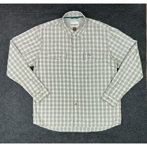 Simms Men's Big Sky Fishing Shirt Size L Pearl Snap Western Gorpcore Beige Plaid